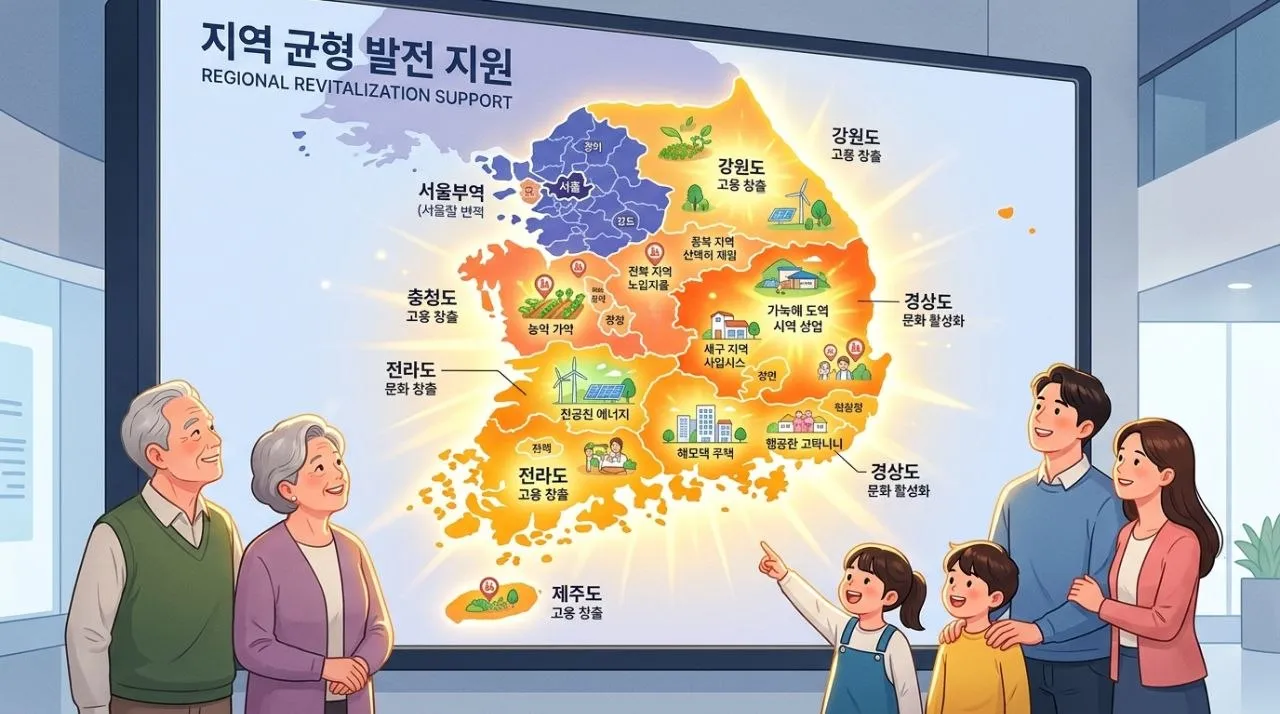 고유가 피해지원금 신청 자격 - 한 가족이 정부 지원금 공고문을 함께 읽으며 지원 대상 여부를 확인하는 희망적인 모습